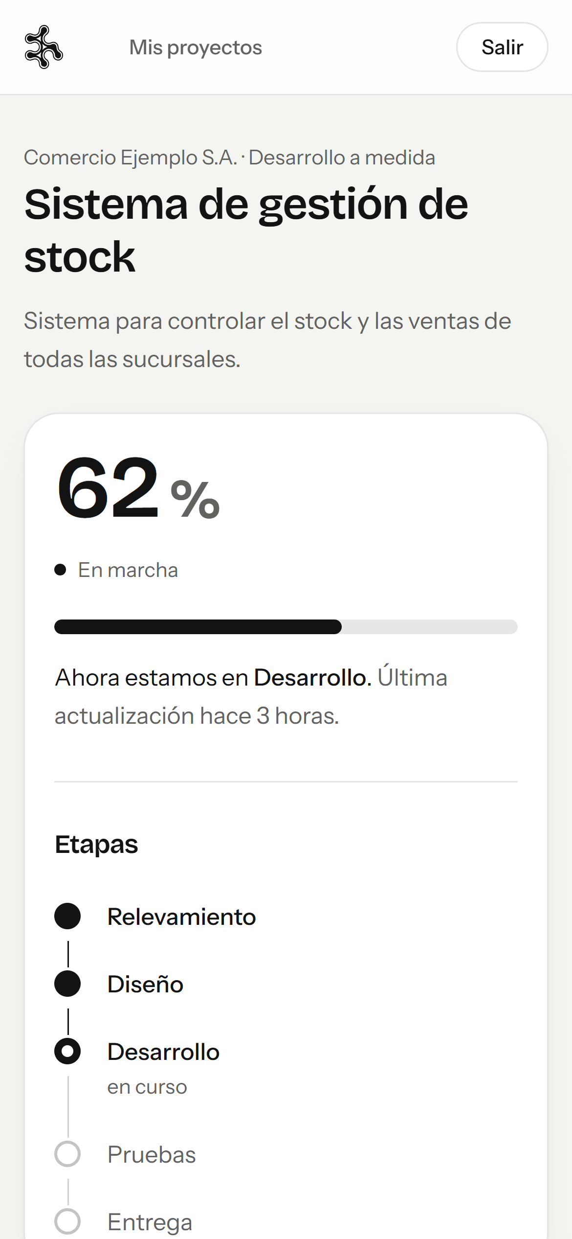 La misma plataforma, vista desde el celular